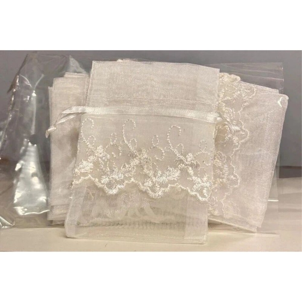 120 Lace Organza Drawstring Pouches Wedding Favor Gift Bags